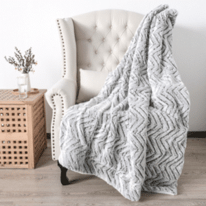 Plaid en Fourrure Synthétique Gris et Blanc