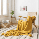 Plaid Jaune en Laine Chaleureux