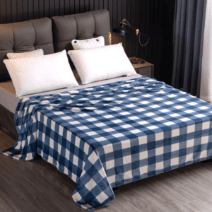 Plaid Bleu et Blanc à Motifs Écossais