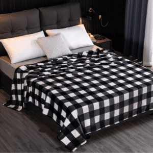 Plaid Noir et Blanc à Motif Ecossais
