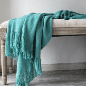 Manta de lã de alpaca azul