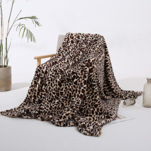 Manta de pele de leopardo falsa bege