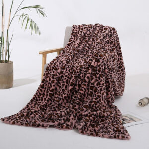Manta de pele sintética de leopardo rosa