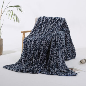 Manta de pele de leopardo azul falsa
