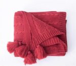 Plaid en Laine Rouge à Motif Torsadé
