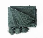 Plaid en Laine Torsadée de Couleur Verte Foncée