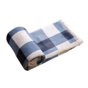 Plaid Chaud Bleu et Blanc à Motifs Ecossais