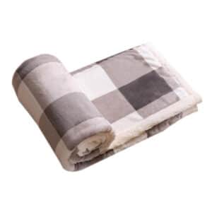 Plaid Chaud Gris et Blanc à Motif Ecossais