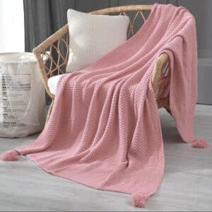 Manta de lã virgem rosa