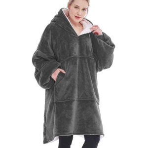 Sweat à Capuche Gris Foncé en Plaid