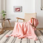 Plaid en Laine Épais de Couleur Rose Pâle