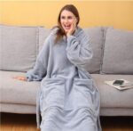 Manteau Sweat Plaid Longue en Gris