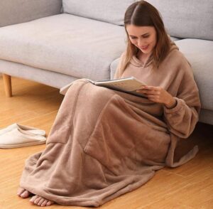 Manteau Sweat Plaid Long en Beige