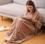 Lange geruite sweatjas in beige