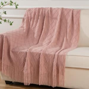 Xadrez elegante de lã rosa pó