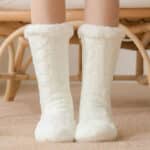 Plaid Chaussettes Femme Couleur Blanche