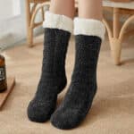 Plaid Chausson Chaussette Femme en Velours Noir