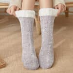 Plaid Chaussettes Chaussons Femme Gris Clair