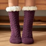 Plaid Chausson Chaussette pour Femme en Couleur Violet